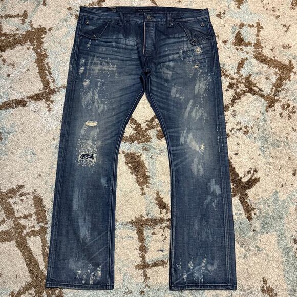 Cult of Individuality Buckeye Cinch Japanese Selvedge Jeans Size 40x34 Patchwork - Picture 1 of 10